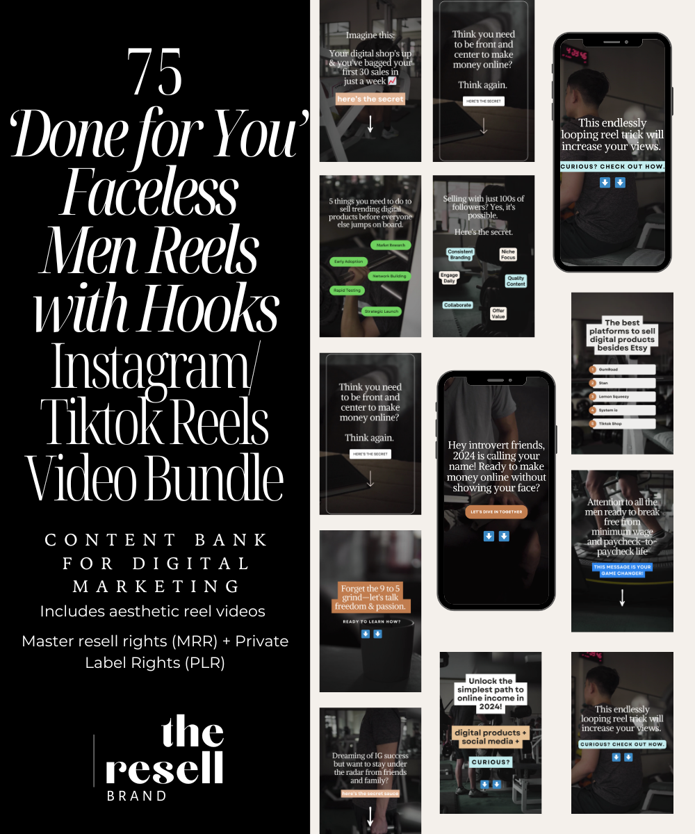 75 Done For You (DFY) Faceless Men Reels with Hooks Video Bundle | Ins –  Plannerologystudio