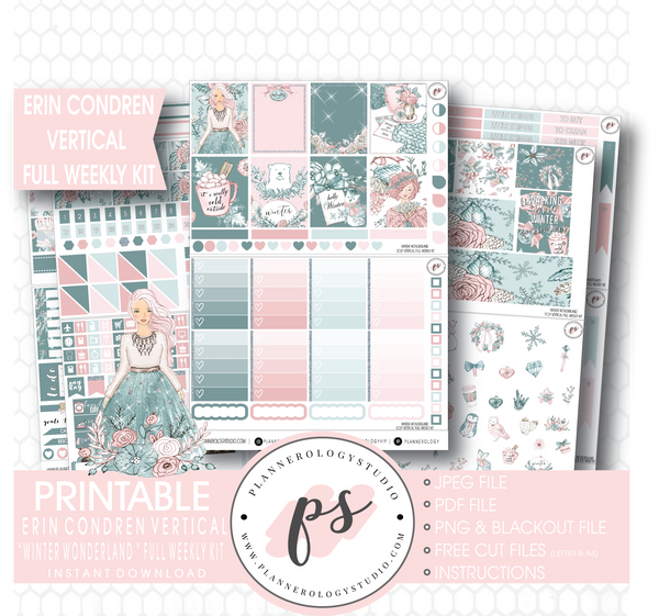 Winter Wonderland Full Weekly Kit Printable Planner Stickers (for use with  Standard Vertical A5 Wide Planners)