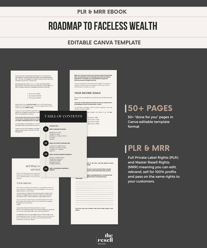 Roadmap to Faceless Wealth | 50+ Pages Faceless Digital Marketing Guide | Master Resell Rights (MRR)| PLR | Canva Editable eBook