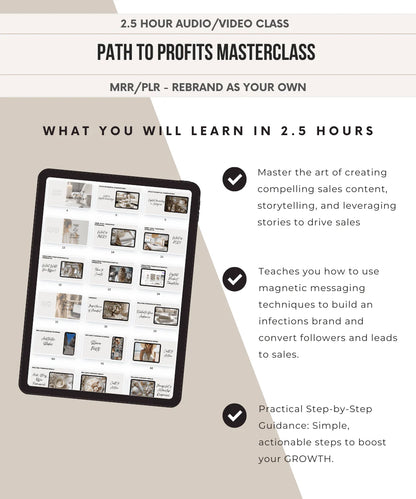 Path to Profits Masterclass | 2.5 Hours Video Audio Course | Viral IG 101 Mini Digital Marketing Course PLR & MRR