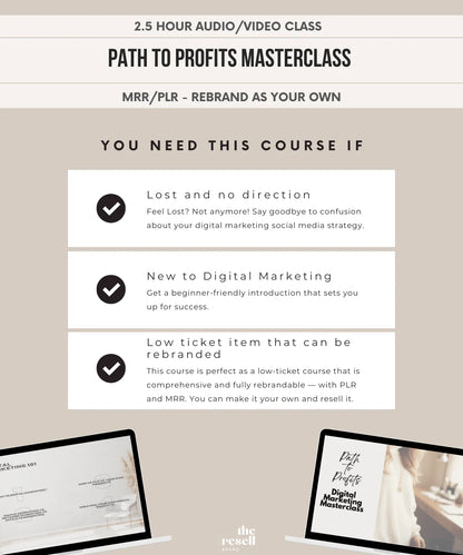 Path to Profits Masterclass | 2.5 Hours Video Audio Course | Viral IG 101 Mini Digital Marketing Course PLR & MRR