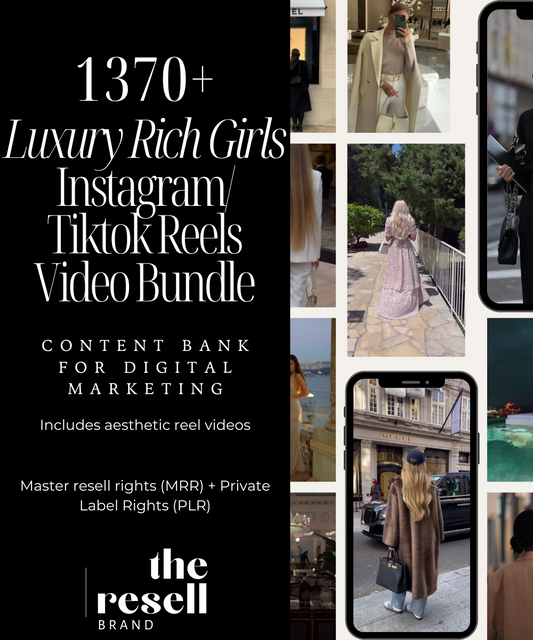 1370+ Luxury Rich Girls Instagram/TikTok Reel Videos Content Bank | Aesthetic High Quality Videos | MRR & PLR