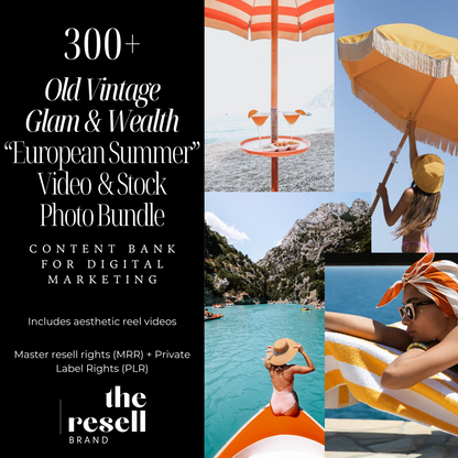 300+ Old World Vintage Glam, Wealth and Luxury European Summer Instagram/TikTok Reel Videos Content Bank | MRR & PLR