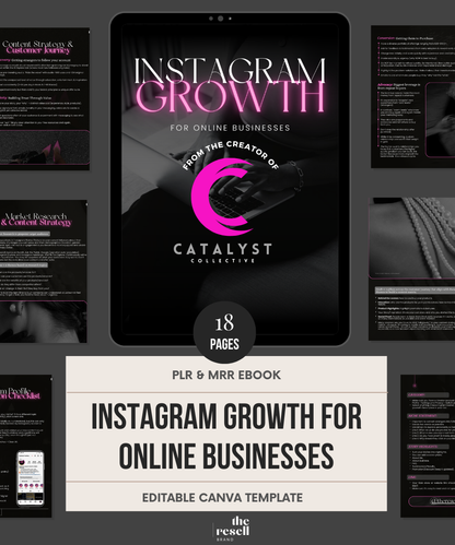 Instagram Growth for Online Businesses eBook | Written by Creator of The Catalyst Collective | Master Resell Rights (MRR)| PLR | Canva Editable eBook