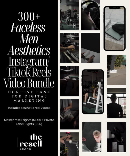 300 Men Faceless Aesthetic Instagram/TikTok Reel Videos Content Bank | High Quality Faceless Videos | MRR