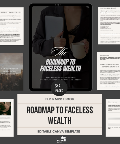 Roadmap to Faceless Wealth | 50+ Pages Faceless Digital Marketing Guide | Master Resell Rights (MRR)| PLR | Canva Editable eBook