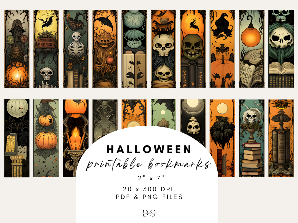 8 Halloween Coloring Bookmarks Creepy Abstract Design Markers Spooky Theme  Line-arts Digital Download 