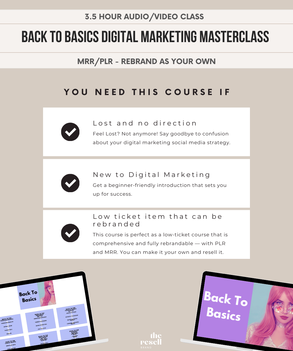 Back to Basics Digital Marketing Masterclass 3.5 Hour Video Course | 25+ Modules | Viral IG 101 Course | Digital Marketing Course with PLR & MRR