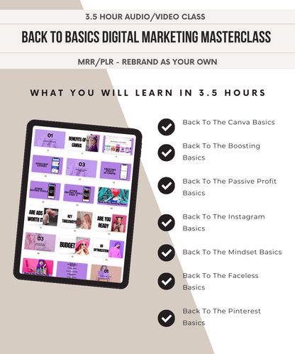 Back to Basics Digital Marketing Masterclass 3.5 Hour Video Course | 25+ Modules | Viral IG 101 Course | Digital Marketing Course with PLR & MRR