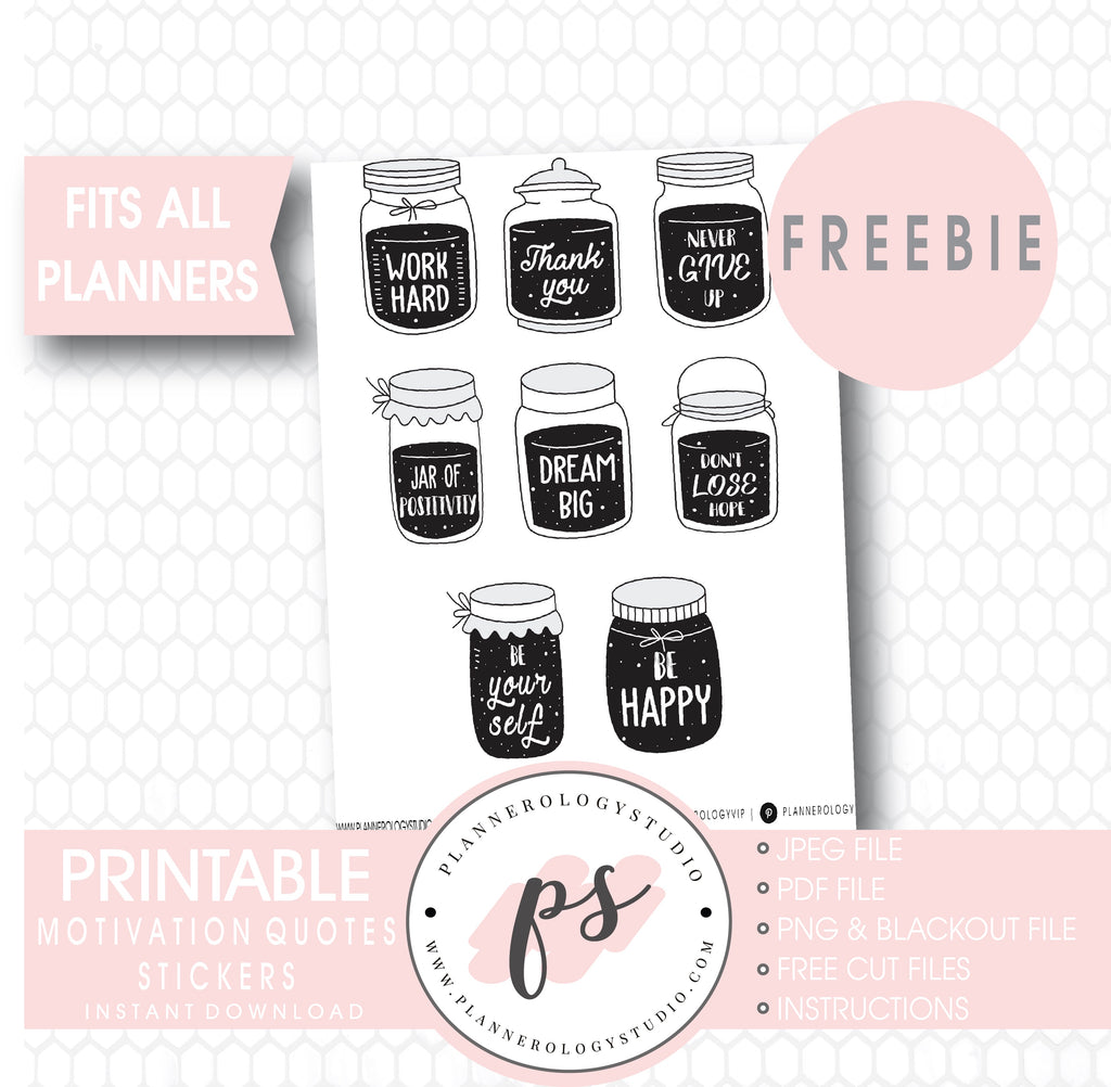 Printable Planner Motivational Quote Stickers Instant Download Png