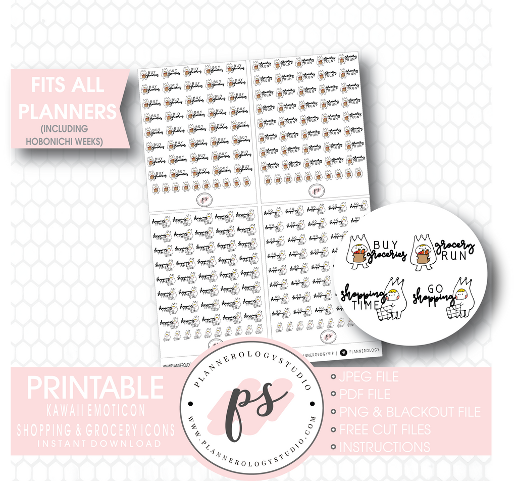 Grocery Shopping Stickers, Planner Stickers