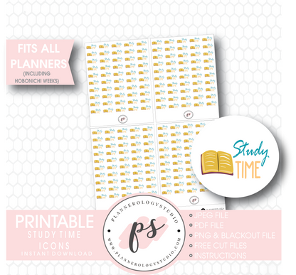 Study Time Icons Digital Printable Planner Stickers Digital Printable Planner Stickers - Plannerologystudio