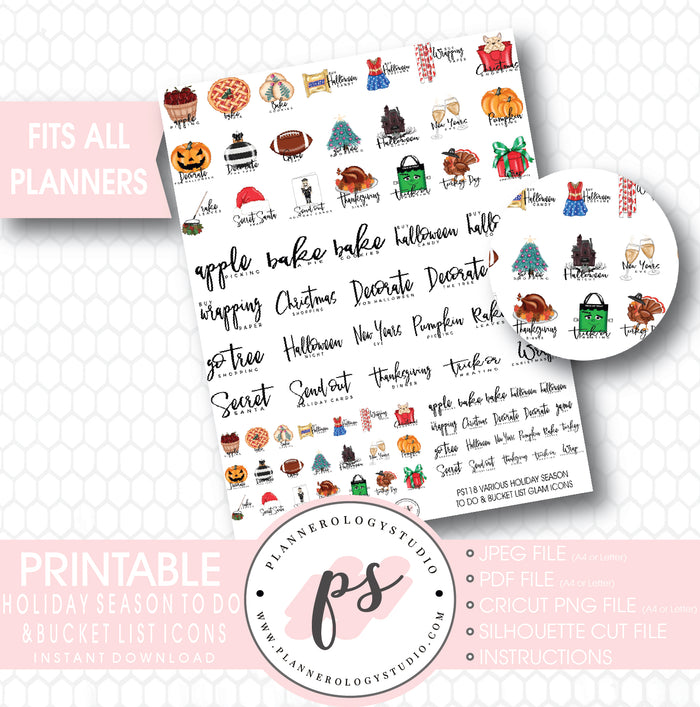 Various To Do & Lifestyle Tasks Icons Printable Planner Stickers –  Plannerologystudio