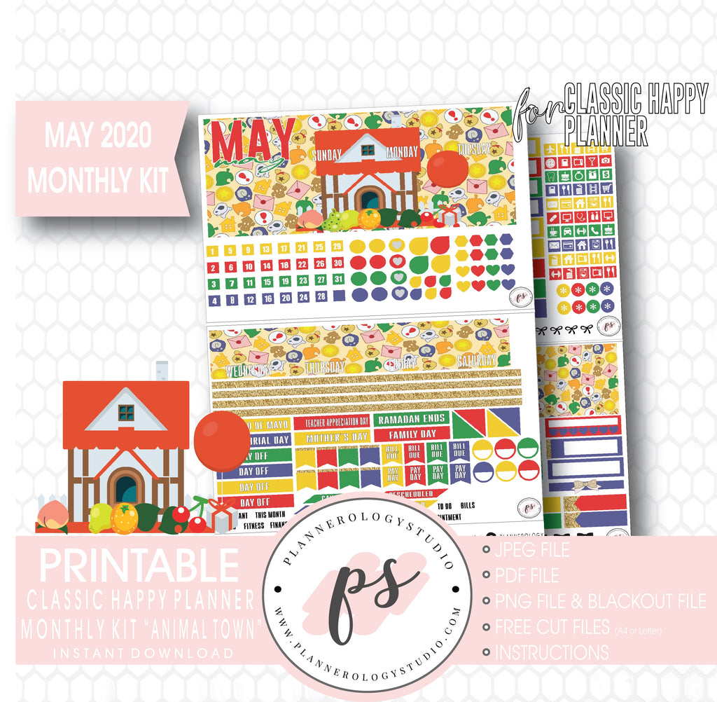 Printable MAY Planner Stickers Kit Happy Planner MAY Monthly