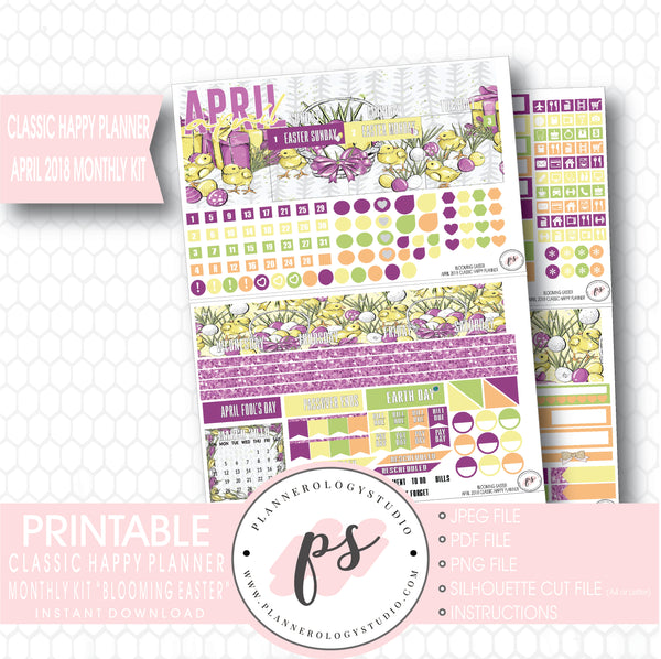 Blooming Easter April 2018 Monthly View Kit Digital Printable Planner ...