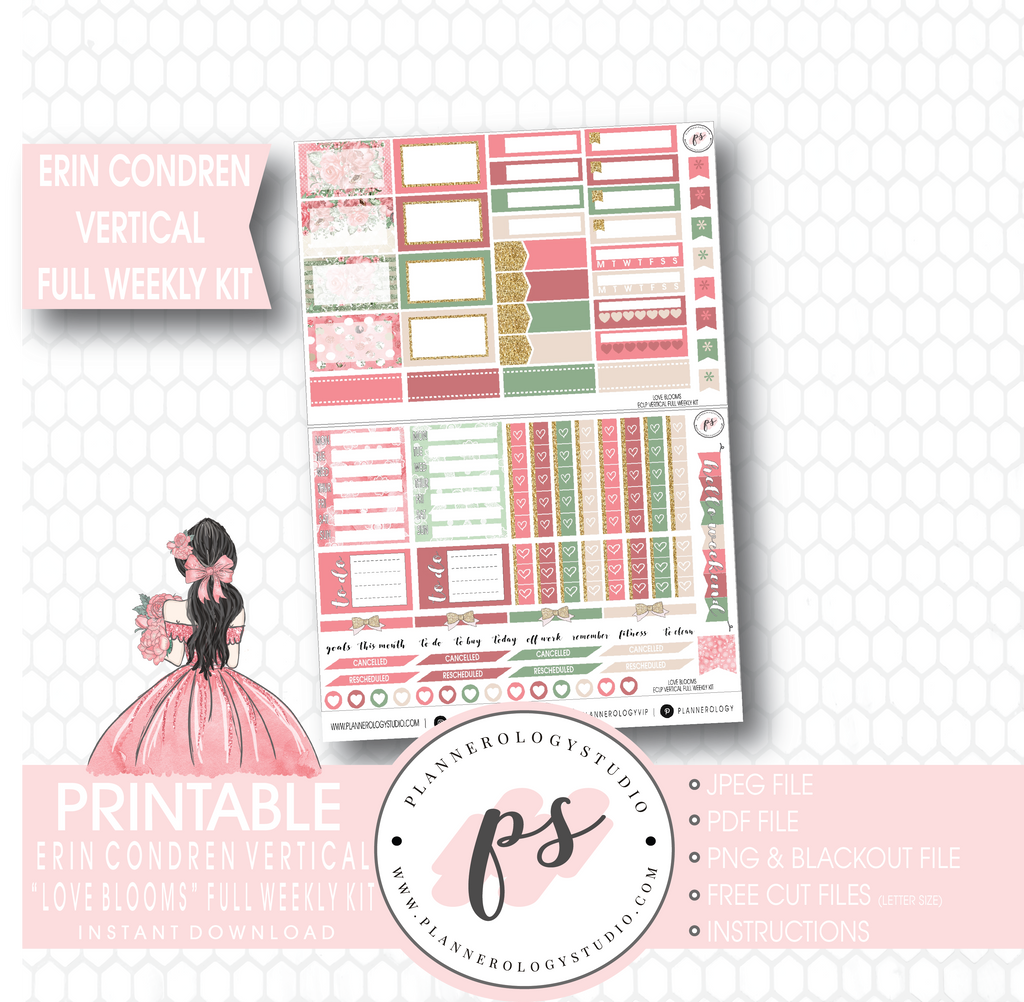 Black Pink Gold Planner Stickers/Erin Condren Planner Stickers/Printable  Planner Stickers/Planner Stickers Printable/weekly kit